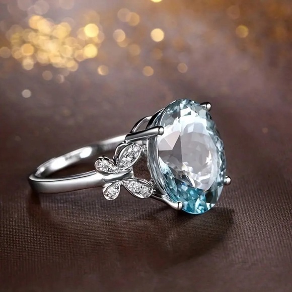 NATURAL AQUAMARINE BUTTERFLY RING | 1 Size 5.75 left! - Picture 4 of 8